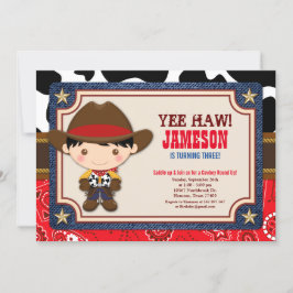 Invitation Brown Cowboy Ouest Vieux-Ouest Anniversaire