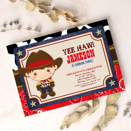 Invitation Brown Cowboy Ouest Vieux-Ouest Anniversaire