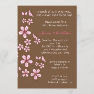 invitation Brown de baby shower des fleurs de