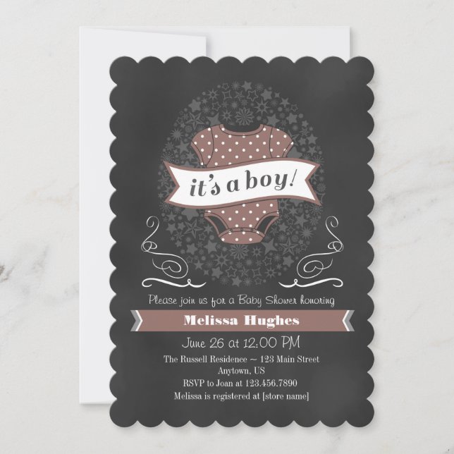 Invitation Brown du Baby shower de tableau de bord (Devant)