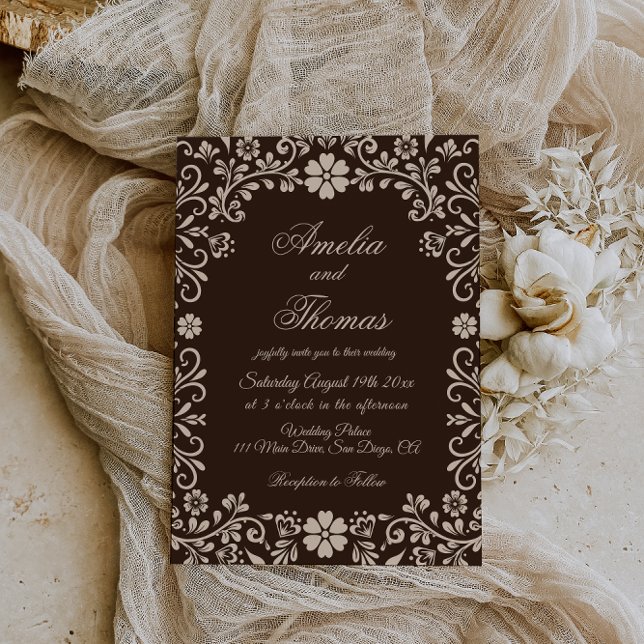 Invitation Brown Elegant Garden Wedding  (Créateur téléchargé)