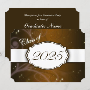 Invitation Brown et blanc 2025 Graduation Party