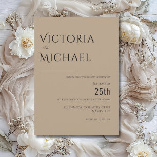 Invitation Brown et blanc Mariage Customisé moderne