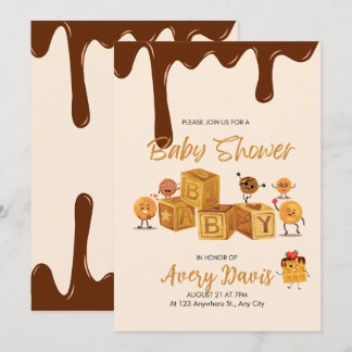 Invitation Brown et miel Chocolat Dessert Baby shower