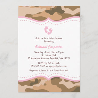 Invitation Brown et rose de baby shower de Camo