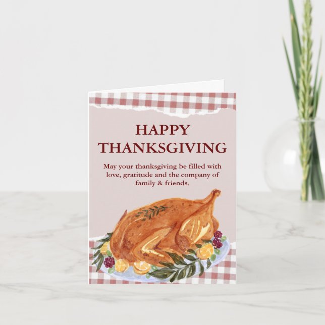 Invitation Brown et rouge Turquie Thanksgiving Follot (Devant)