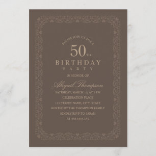 Invitation Brown fête d'anniversaire 50ème anniversaire Eléga