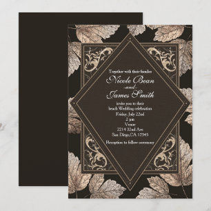 Invitation Brown foncé et bronze Feuilles Rustique automne In