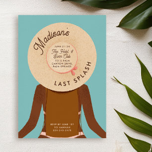 Invitation Brown Hair Girl Dernier Splash Bachelorette Week-e