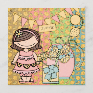 Invitation Brown Hair Girl Été Lemonade Anniversaire Invitati