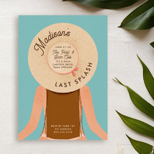 Invitation Brown Hair Palm Springs Bachelorette Pool Party