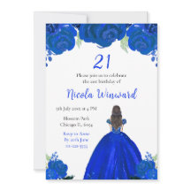 Brown Hair Princess Blue Floral fête d'anniversair