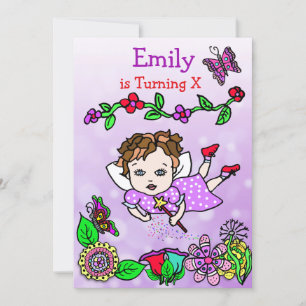 Invitation Brown Haired Caucasien Fairy Birthday
