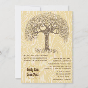 Invitation Brown Inséparable Tan Yellow Woodgrain Mariage