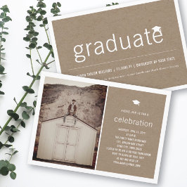 Invitation Brown Kraft Simple Graduate Photo Party