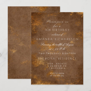 Invitation Brown Maroon Sepia déprimé Grungy Gold Anniversair