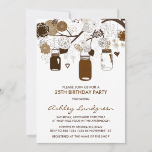 Invitation Brown Mason Jars Automne Anniversaire Fête Invitat