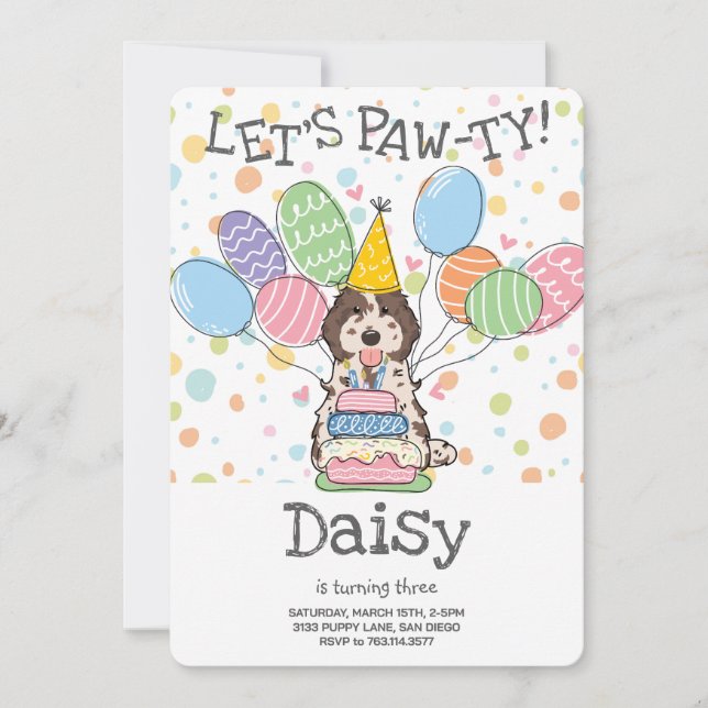 Invitation Brown Merle Cockapoo Cavapoo fête d'anniversaire d (Devant)