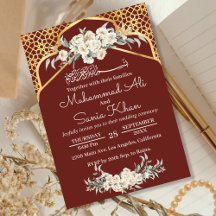 Brown minimal Floral Or musulman musulman Mariage 