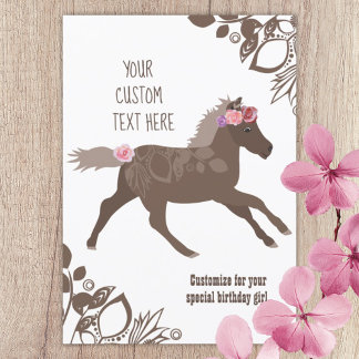 Invitation Brown, Pony Galloping Rose, Fête d'Anniversaire