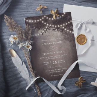 Invitation Brown Rustic Dreamy Budget QR Code Wedding