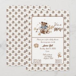 Invitation Brown Teddy Bear C'est un garçon ! Douche
