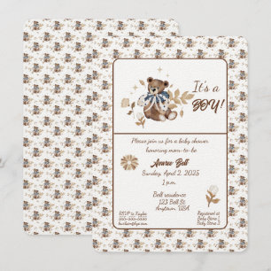 Invitation Brown Teddy Bear C'est un garçon ! Douche