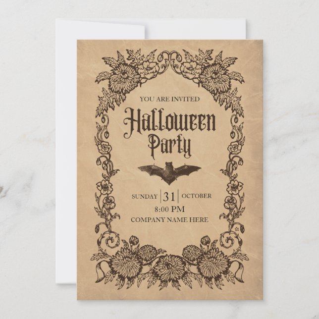 Invitation Brown Vintage Entreprise Halloween (Devant)