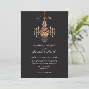 Invitation Brown vintage lustres mariage