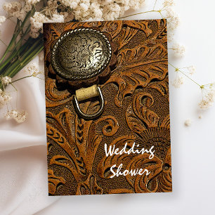 Invitation Brown Western Cheval Saddle Couples Wedding shower
