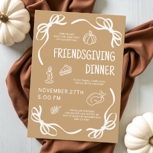 Invitation Brown Whimsical Main Draendsgiving Friendsgiving D