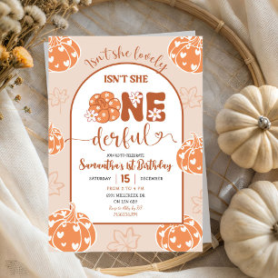 Invitation Brown Whimsical Retro Citrouille Anniversaire comp