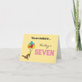 Invitation Bruant mignon avec ballons Anniversaire | Personna