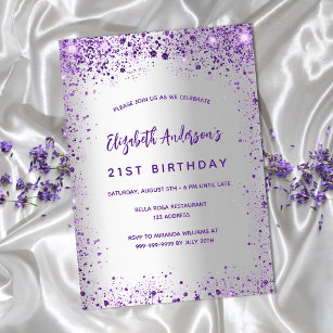 Invitation Bruant violet d'argent d'anniversaire