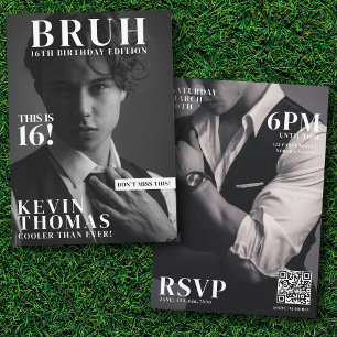 Invitation BRUH Anniversaire de fête Magazine Couverture Garç