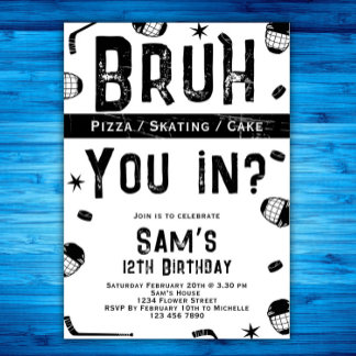 Invitation Bruh Boys Ice Hockey Anniversaire de enfant Party