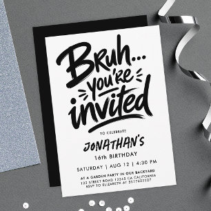 Invitation Bruh Moderne Typographie Cool Graffiti Script 16èm