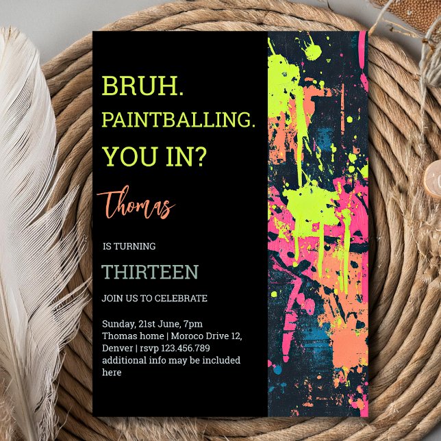 Invitation Bruh, tu es là ? anniversaire de paintball (Créateur téléchargé)
