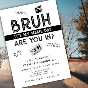 Invitation Bruh, Tu Es Prêt ? Adolescent Garçon Branché Anni