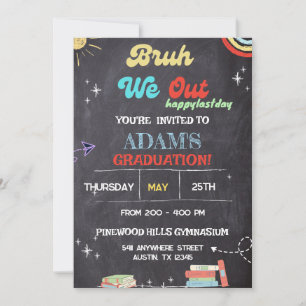 Invitation Bruh We Out Chalkboard pré k Graduation
