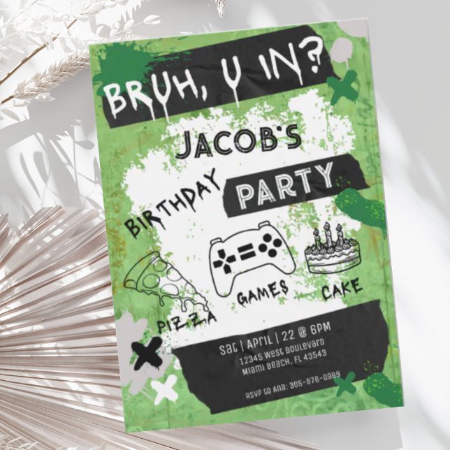 Invitation Bruh You In Vidéo Jeu Ado garçon Anniversaire (Créateur téléchargé)