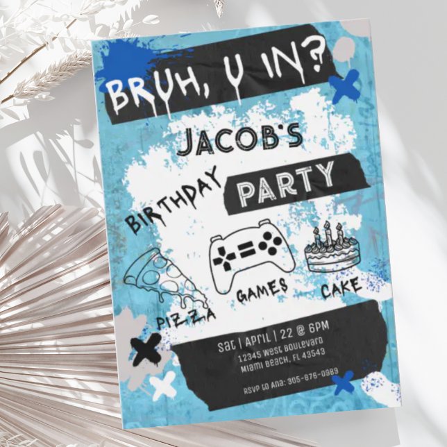 Invitation Bruh You In Vidéo Jeu Ado garçon Anniversaire (Créateur téléchargé)