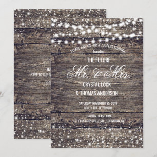 Invitation Bruit rustique Grange de bois Snowflakes Couple d'