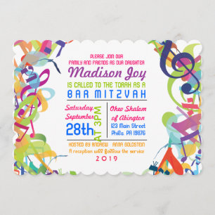 Invitation BRUITS de l'invitation de Mitzvah de barre de