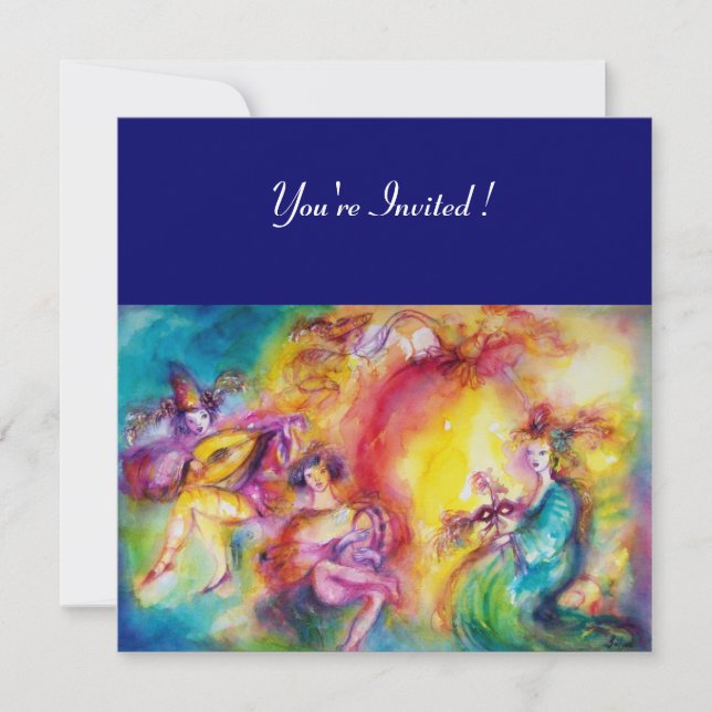 Invitation BRÛLANT LE CARNIVAL, Bal masqué du Mardi Gras (Devant)