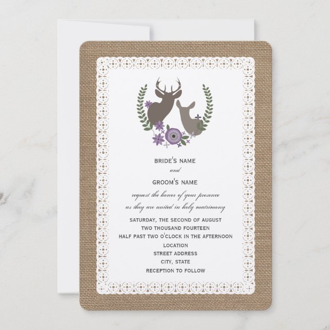 Invitation Brûlap + Dentelles inspirées Buck + Doe Purple (Devant)