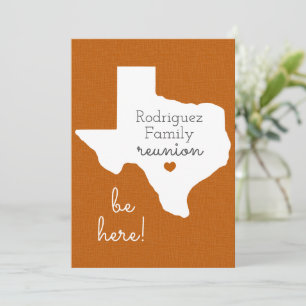 Invitation Brûlé Orange État du Texas Réunion familiale