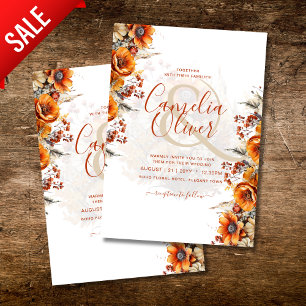 Invitation Brûlé Orange Rustique Automne Floral Boho d'hiver