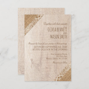 Invitation Brûlure de bois blanc beige Mariage russe