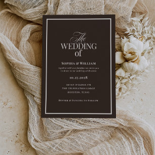 Invitation Brun espresso foncé Mariage neutre Luxe
